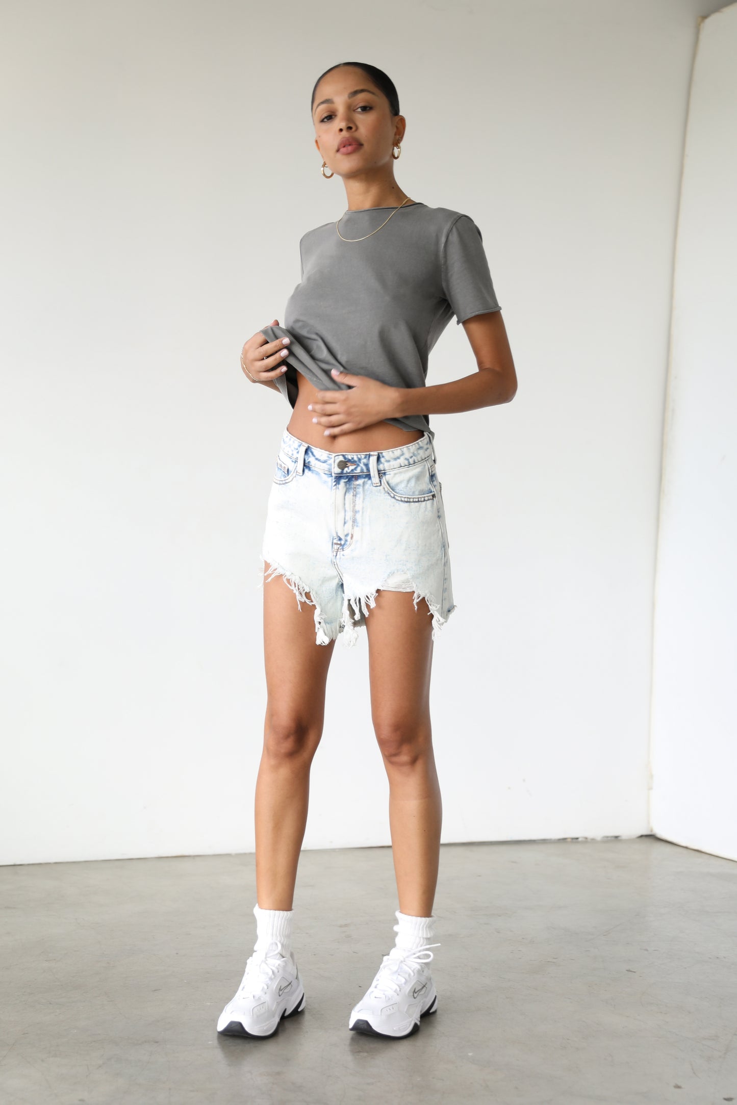 DOGMA DENIM - High Rise Distressed Denim Shorts - 5101