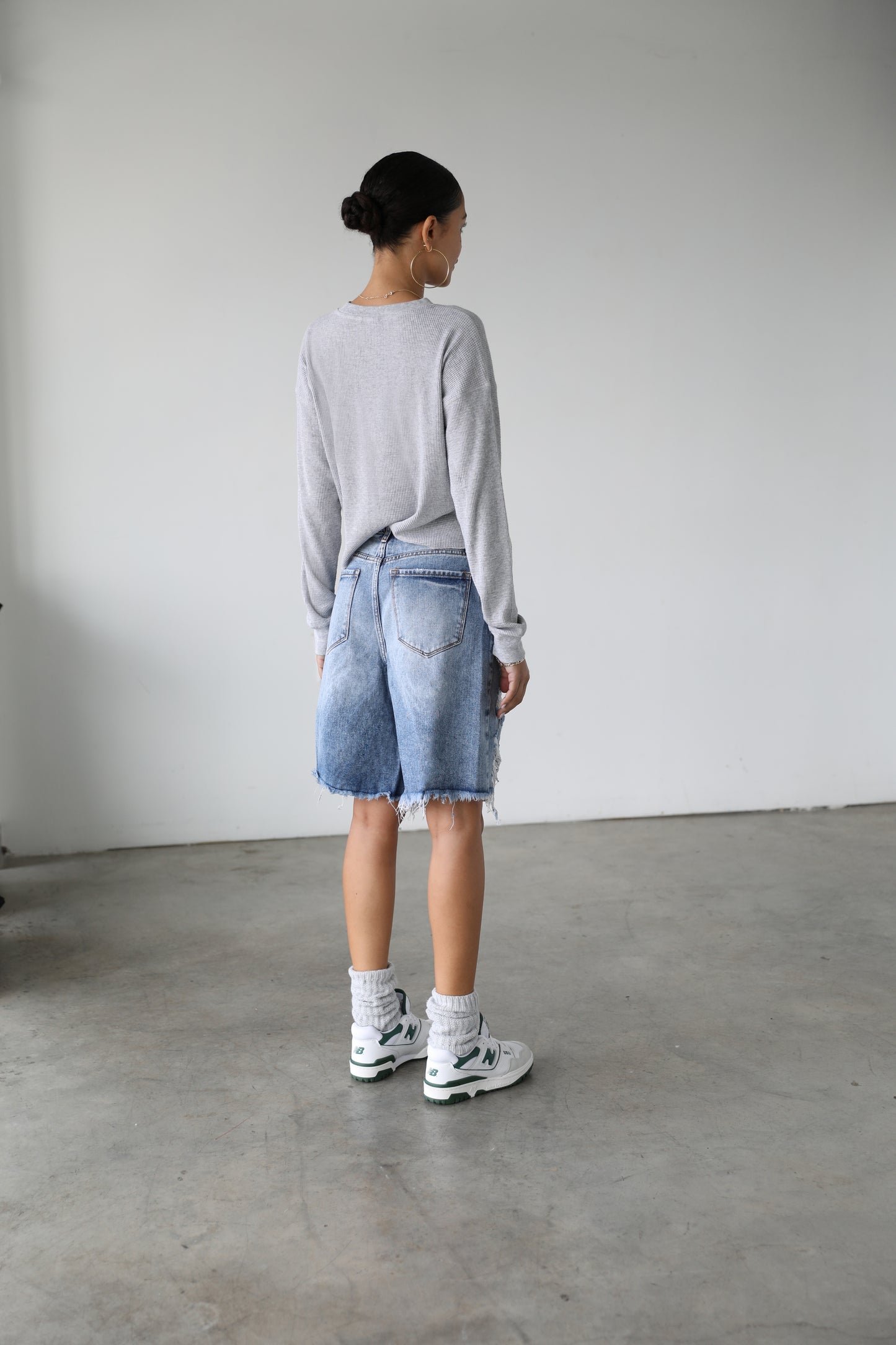 DOGMA DENIM - High Rise Distressed Skater Denim Shorts - 5102