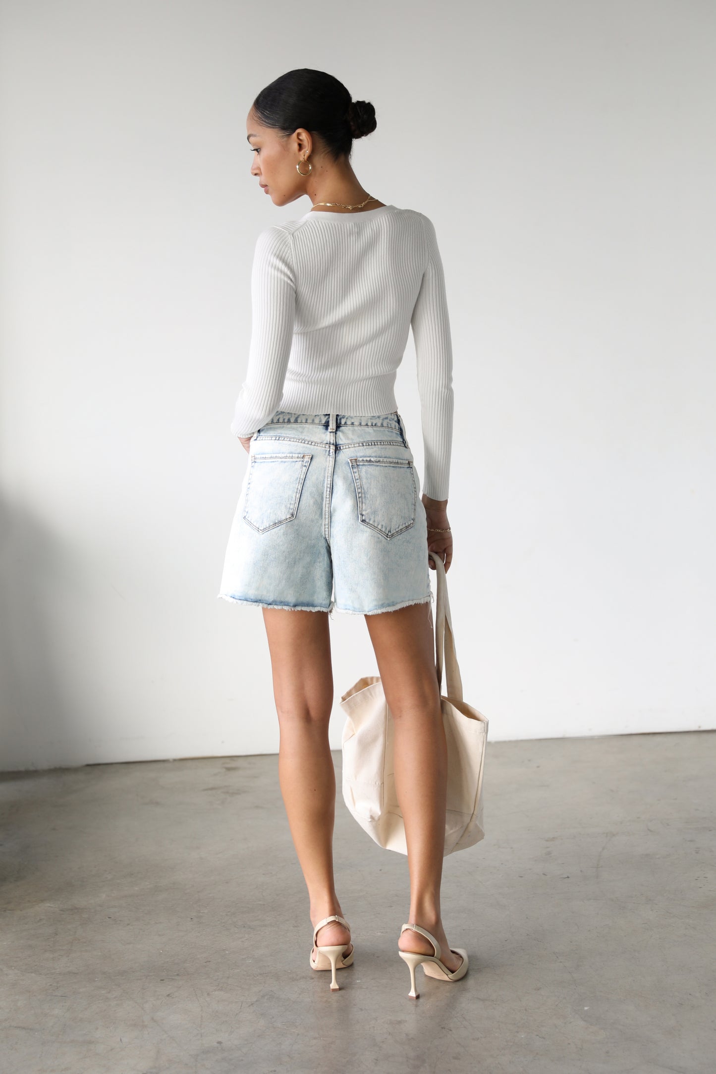 DOGMA DENIM - High Rise Distressed Denim Shorts - 5108