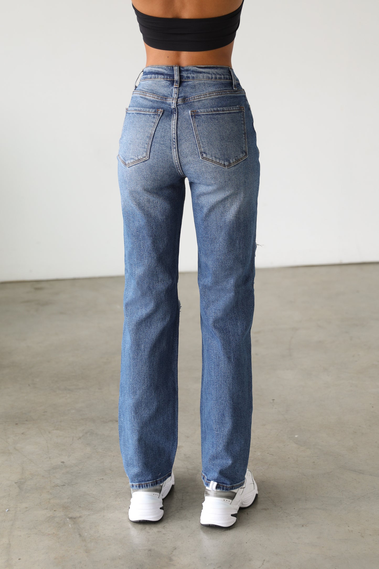 DOGMA DENIM - High Rise Straight Leg Denim Jeans - Dark - 7105