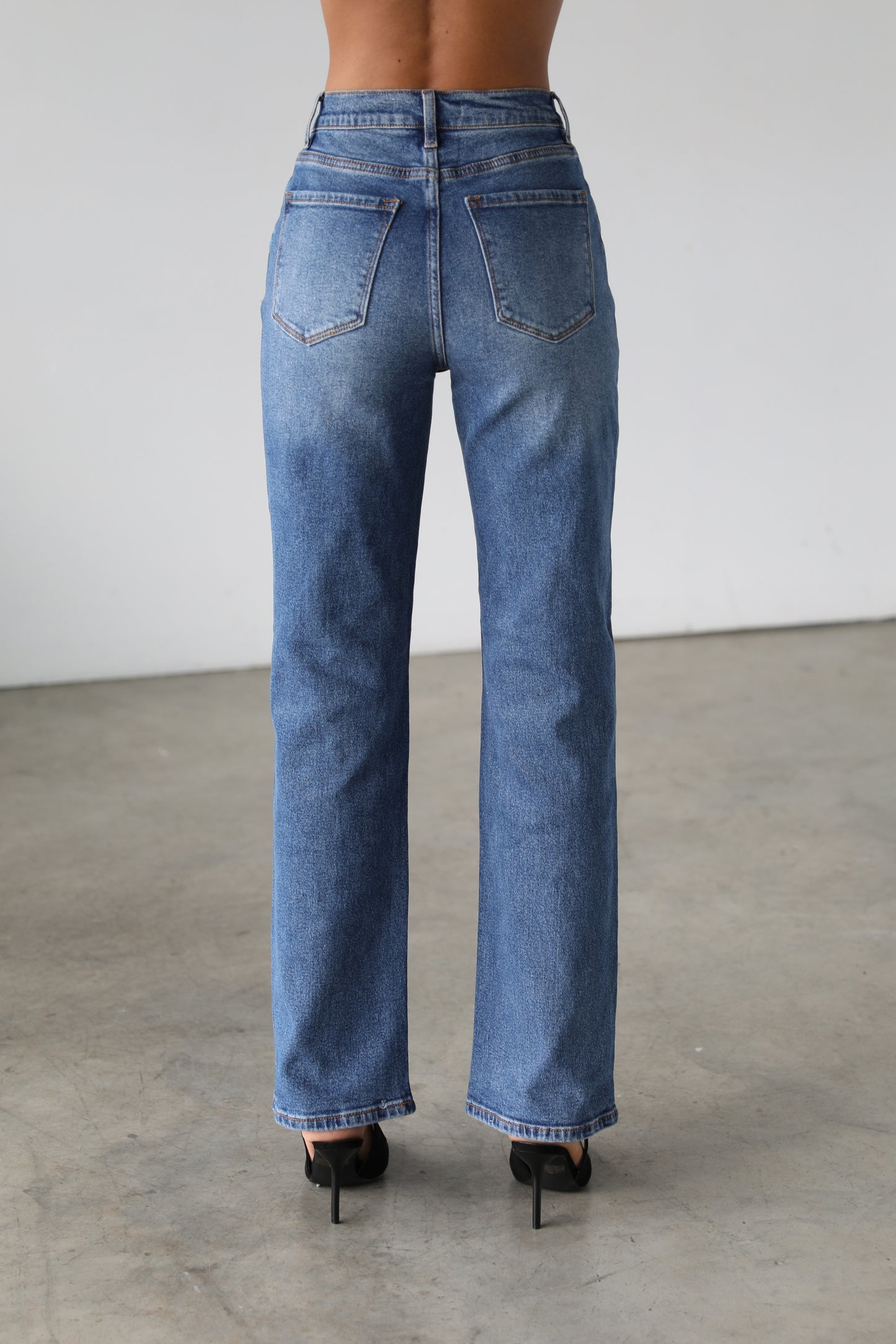 DOGMA DENIM - High Rise Straight Leg Denim Jeans - Dark- 7106