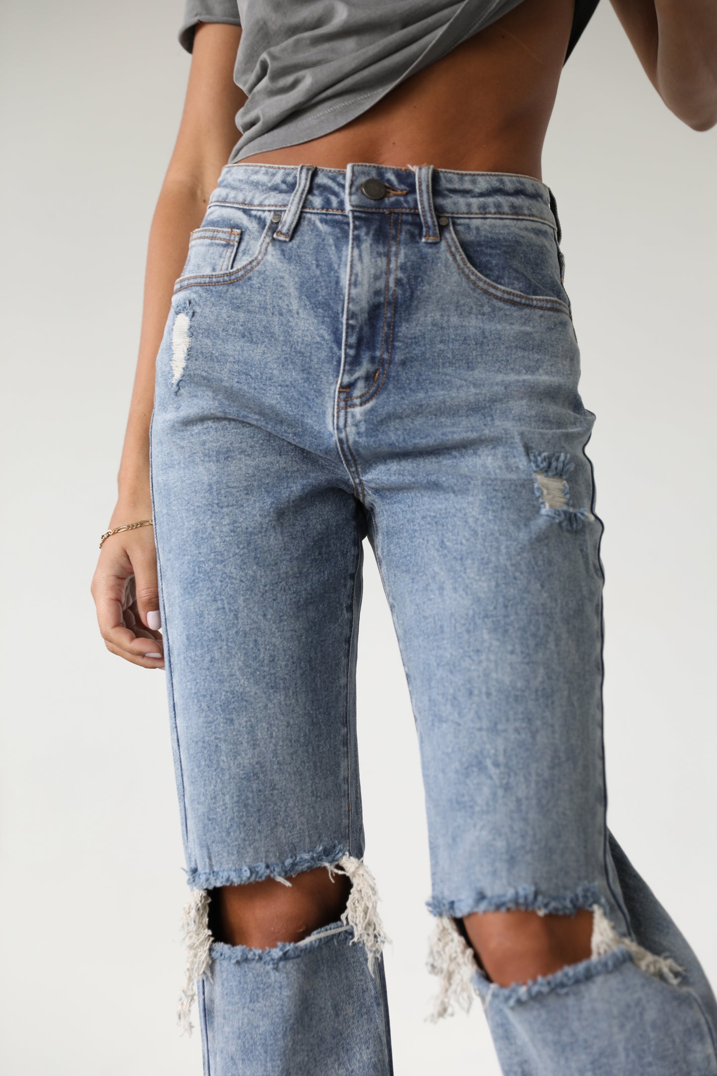 DOGMA DENIM - High Rise Straight Leg Denim Jeans- 7115