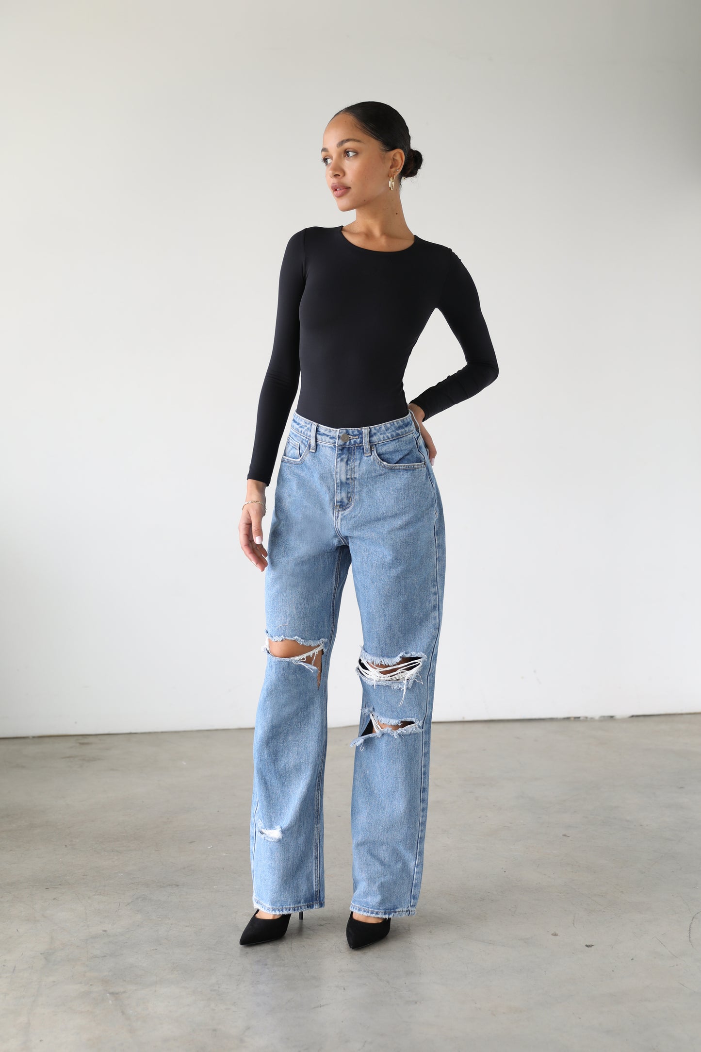 DOGMA DENIM - High Rise Straight Wide Leg Denim Jeans- 7129