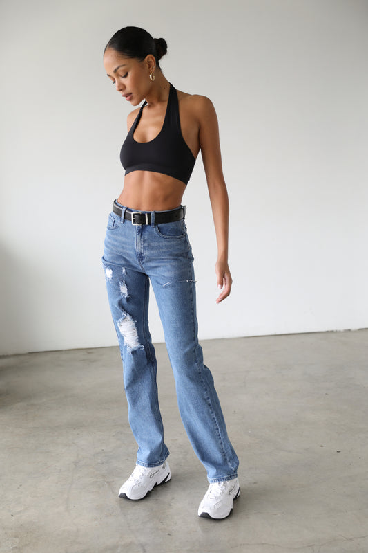 DOGMA DENIM - High Rise Straight Leg Denim Jeans- 7135