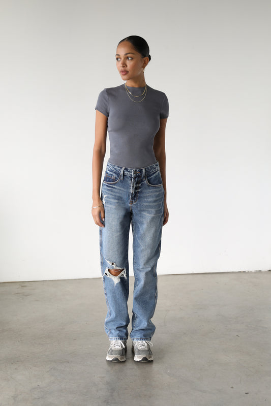 DOGMA DENIM - High Rise Straight Leg Denim Jeans- 7137