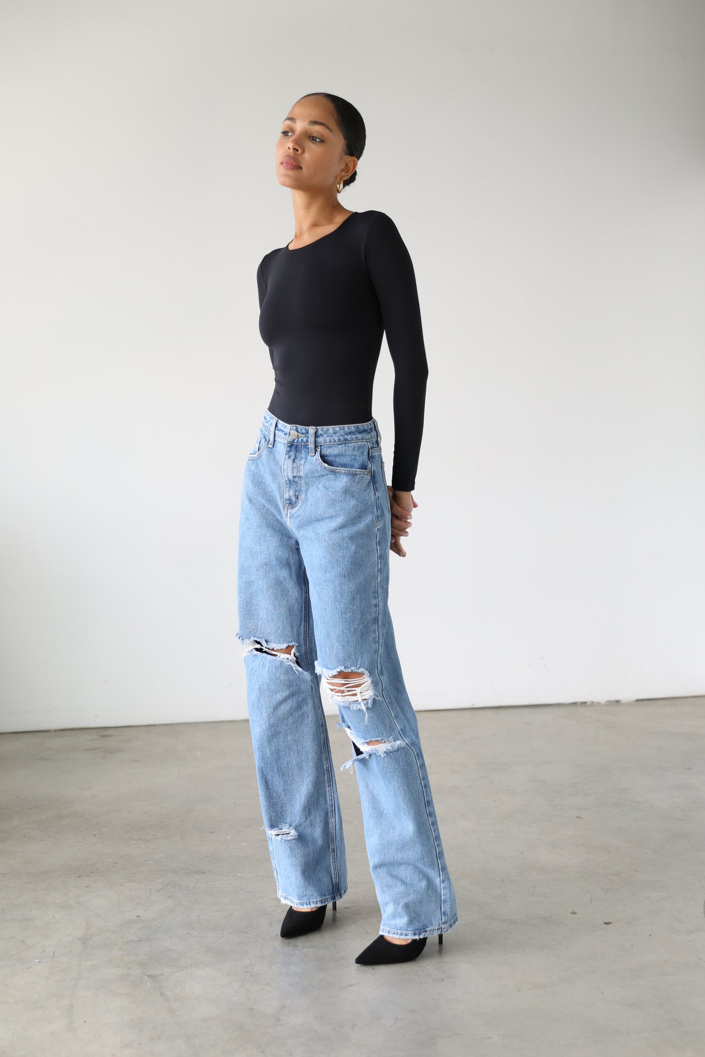 DOGMA DENIM - High Rise Straight Wide Leg Denim Jeans- 7129